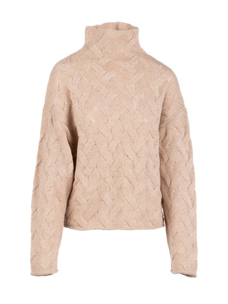 Naadam Wool Cashmere Sculptural Cable Turtleneck